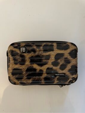 Leopard Print Cosmetic Case in Black & Brown